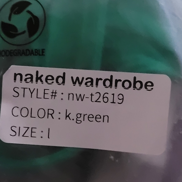 Naked Wardrobe Green Smooth Side Asymmetrical Crop Top New L - Picture 6 of 8